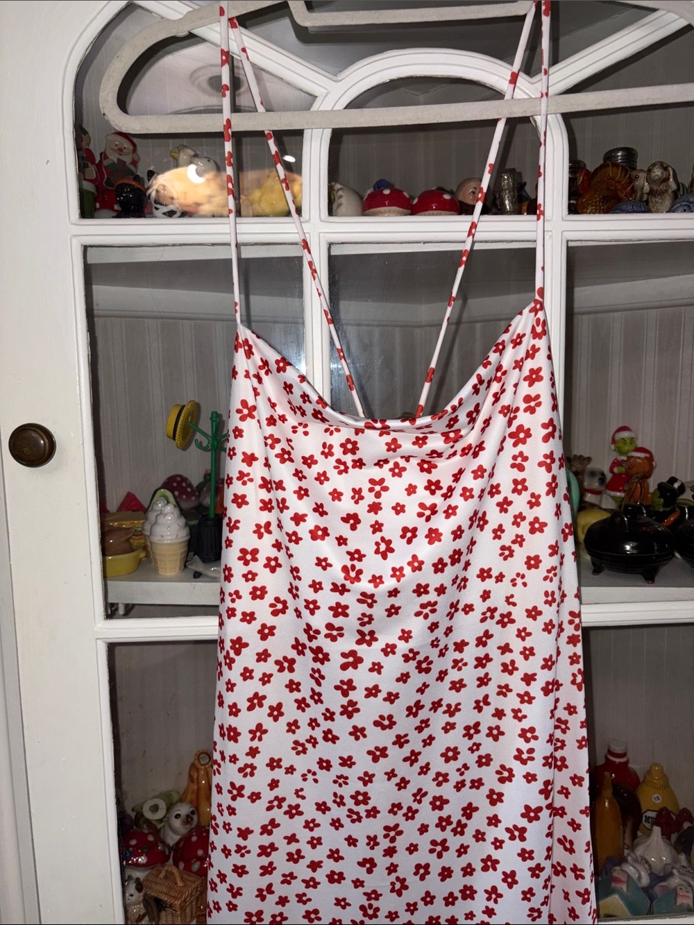 NWT large Commense Ivory Maxi Slip Dress with Red Floral - Picture 3 of 8